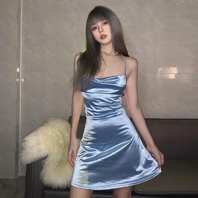 Сексуальное клубное ночное платье-комбинация Y2k, бандажное вечернее вечернее облегающее платье с открытой спиной и запахом, тонкие мини-короткие платья, наряд на бретельках