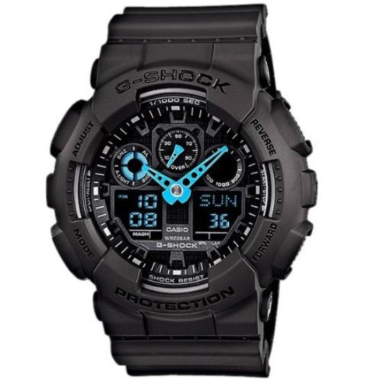 Аналогово-цифровые часы G-SHOCK для мужчин GA-100C-8A Синяя стрелка