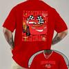Disney Flash McQueen Car Print Men's T-shirt, 100% Pure Cotton Short-sleeved, Casual, Comfortable and High-quality Men's Top