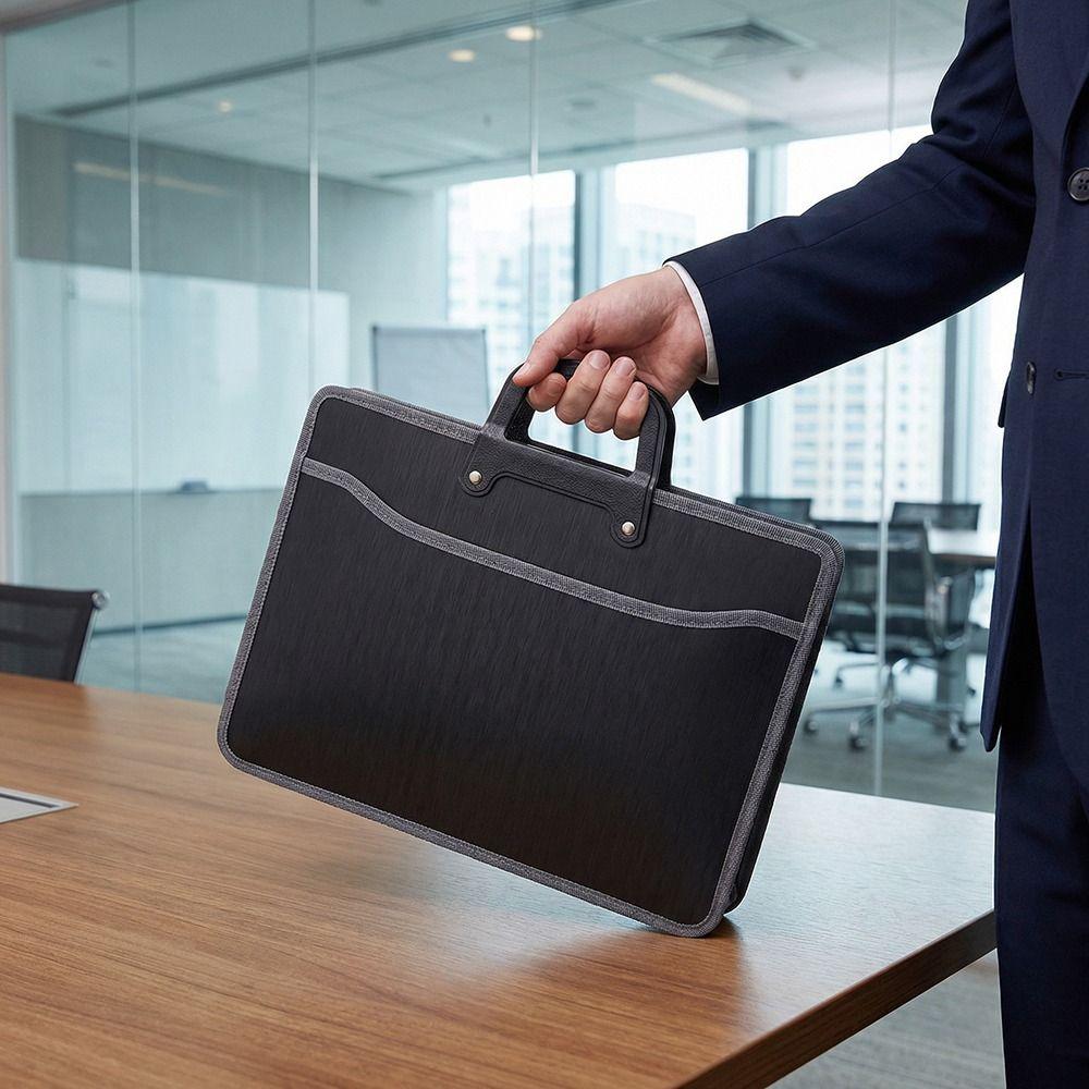 Oxford Cloth Office Briefcase Waterproof Document Handbag Protective Portable File Bag Car Side