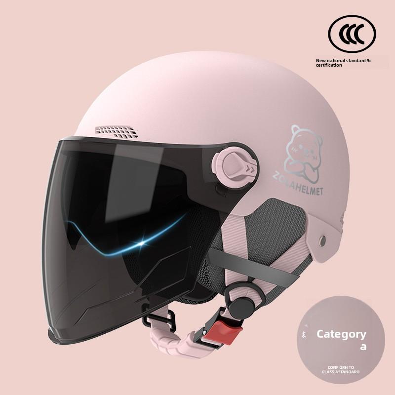 Helmet Electric Car Women's 3c Summer Helmet Double Lens Model with Ear Protection and Sun Protection Class A Riding 3C Certified Battery Car Sunshade
