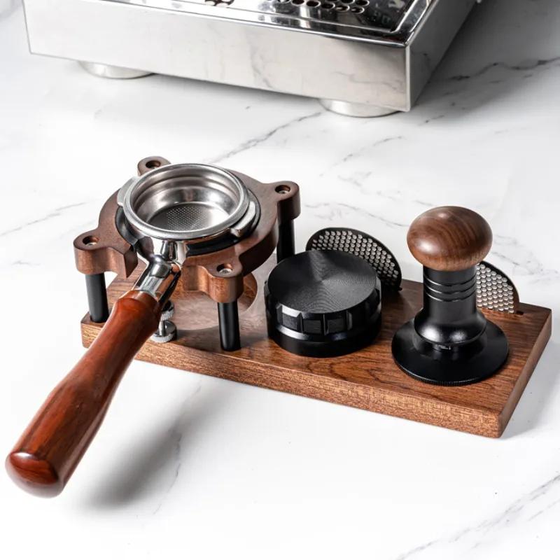 51/53/58mm Universal Wooden Coffee Tamper Station Base Tamper Holder Espresso Tamper Mat Non Slip for Coffee Barista Tool