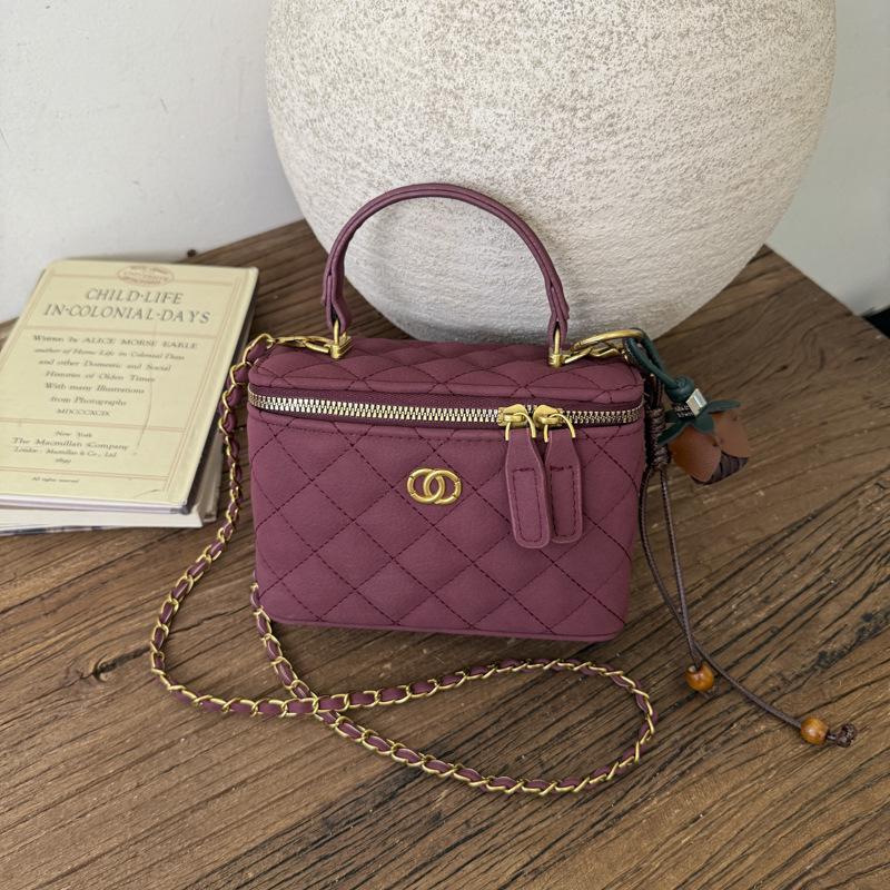 Женская модная сумка-клатч с цепочкой и ромбовидным узором 2025 года - Универсальная сумка-коробка для ношения на плече или через плечо