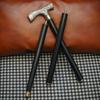 93.98 Cm Engraved Silver Handle Walking Cane Black Wooden Support Stick Handmade Elegant Walking Aid Formal Gentlemen’s Cane