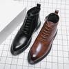Foreign Trade Autumn and Winter New Men's High-top Fashion Leather Shoes Men's Martin Boots Zipper Leather Shoes Dress Large Size Young Men's Boots