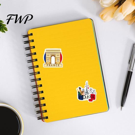 French Landmark Stickers for Scrapbooking 50Pcs France Travel Stickers, Vinyl Decals, Peel and Stick Durable Scratch Resistant PVC Decals Water