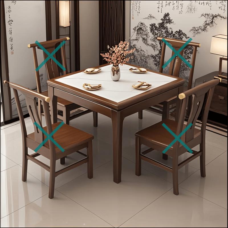 Mengzhang Solid Wood Slab Square Dining Table Set