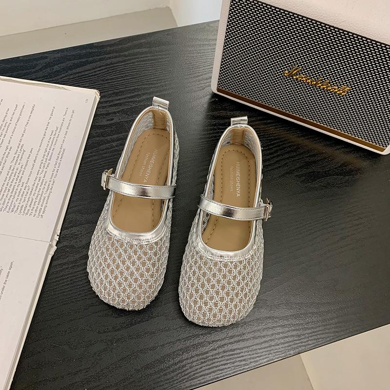 Туфли-сетка с полым плетением, женские летние новые универсальные простые туфли Мэри Джейн с тканым ремешком