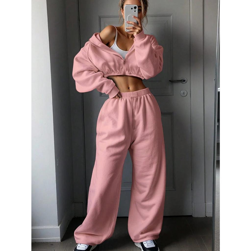 Autumn and Winter Women's Fashion Long Sleeve Sports and Leisure Hoodie Set Two Piece Set