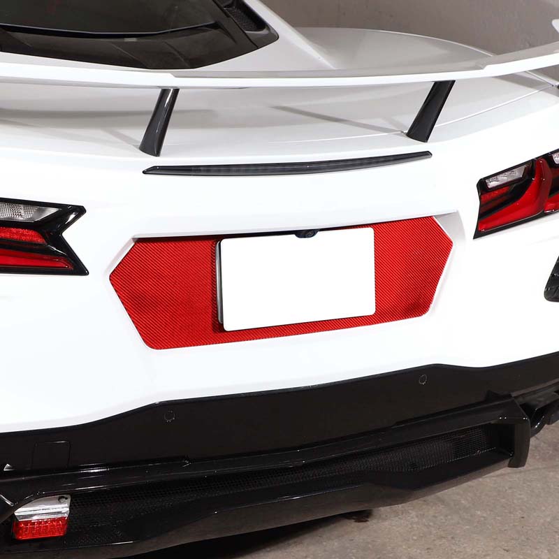 Мягкое углеродное волокно, задний номерной знак, панель, рамка, декоративная отделка, наклейка для Chevrolet Corvette C8 Stingray Z51 Z06