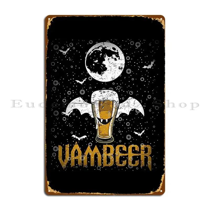 Vambeer Хэллоуин Пиво Летучая мышь Вампир Металлическая табличка Кинопечать Стена Пещера Бар Бар Жестяной знак Постер