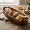 Wood Salad Bowl Long Oval Serving Bowl Beautiful Design Wooden Tray  Living Room
