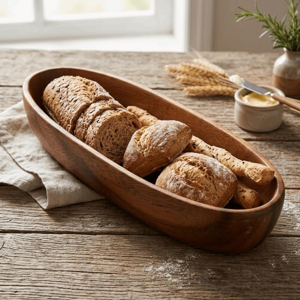 Wood Salad Bowl Long Oval Serving Bowl Beautiful Design Wooden Tray Living Room