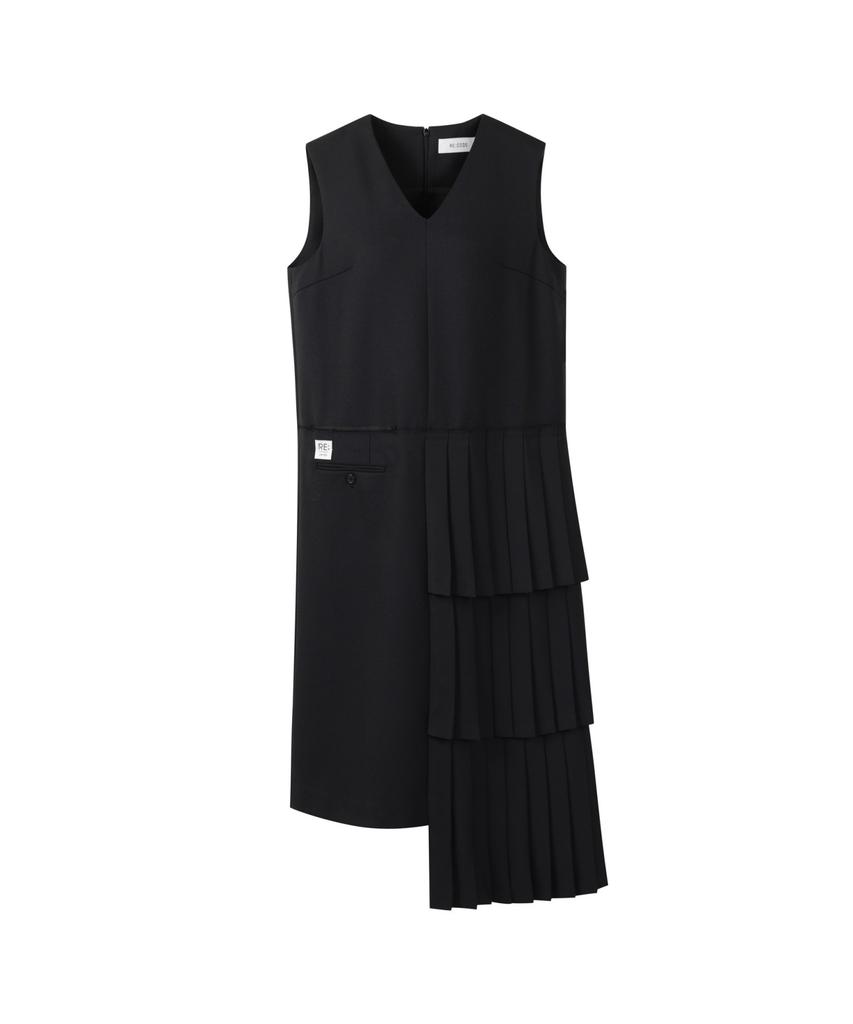 Recorde Pleats Layered Sleeveless Dress Rqdaa25540Bkx
