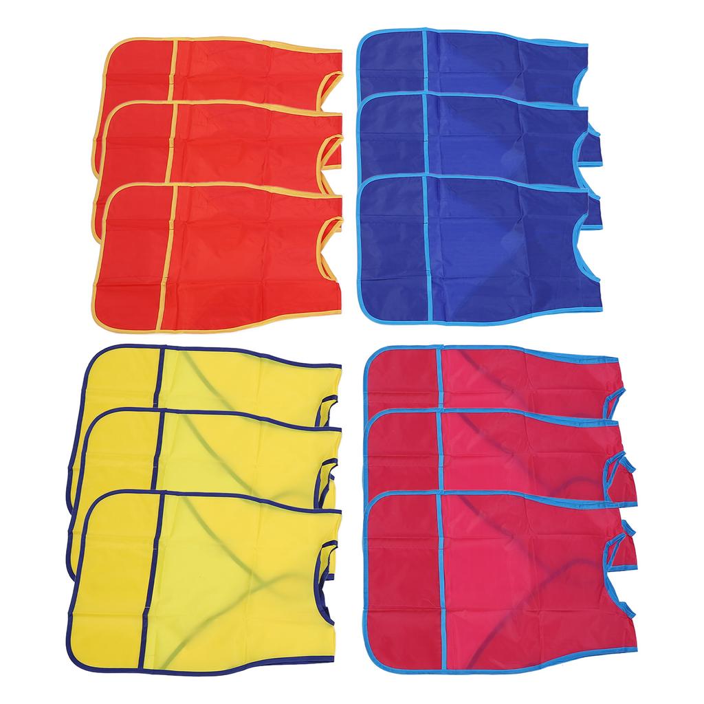 12 шт. Детские халаты для рисования без рукавов, водонепроницаемые детские фартуки для рисования с карманом для рисования