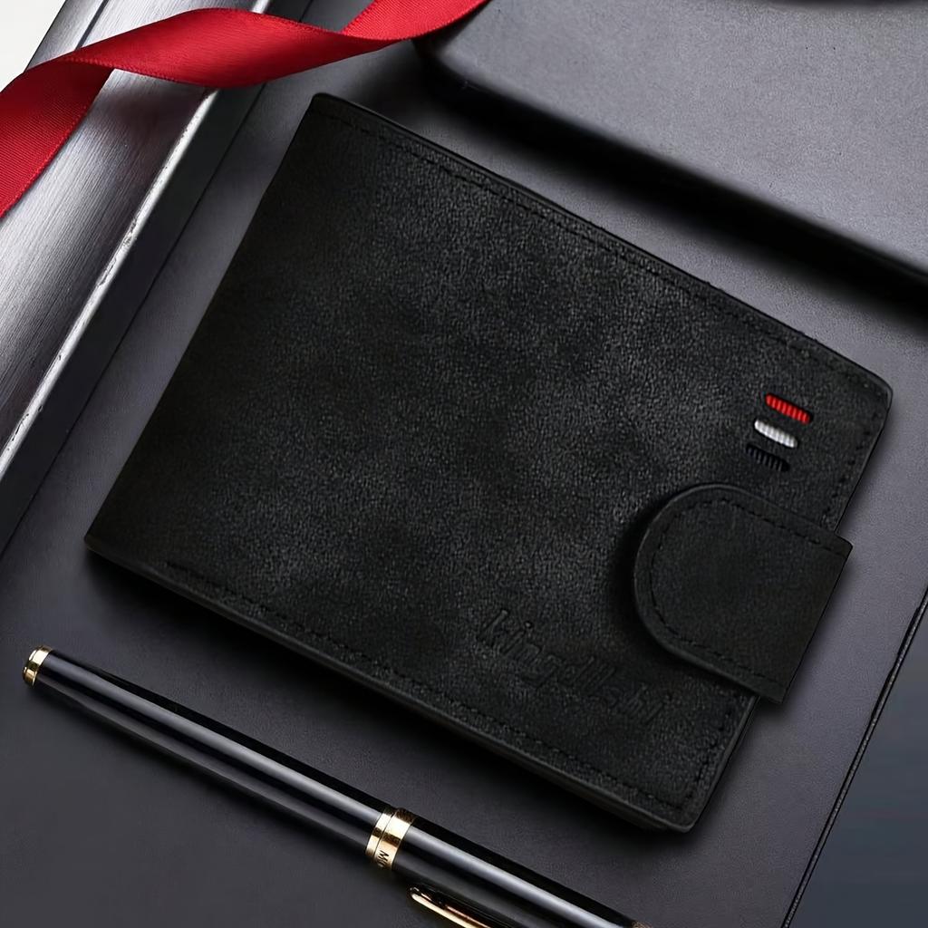 Мужской гламурный деловой кошелек, искусственная кожа, бифолд с отделениями для карт и окошком для ID