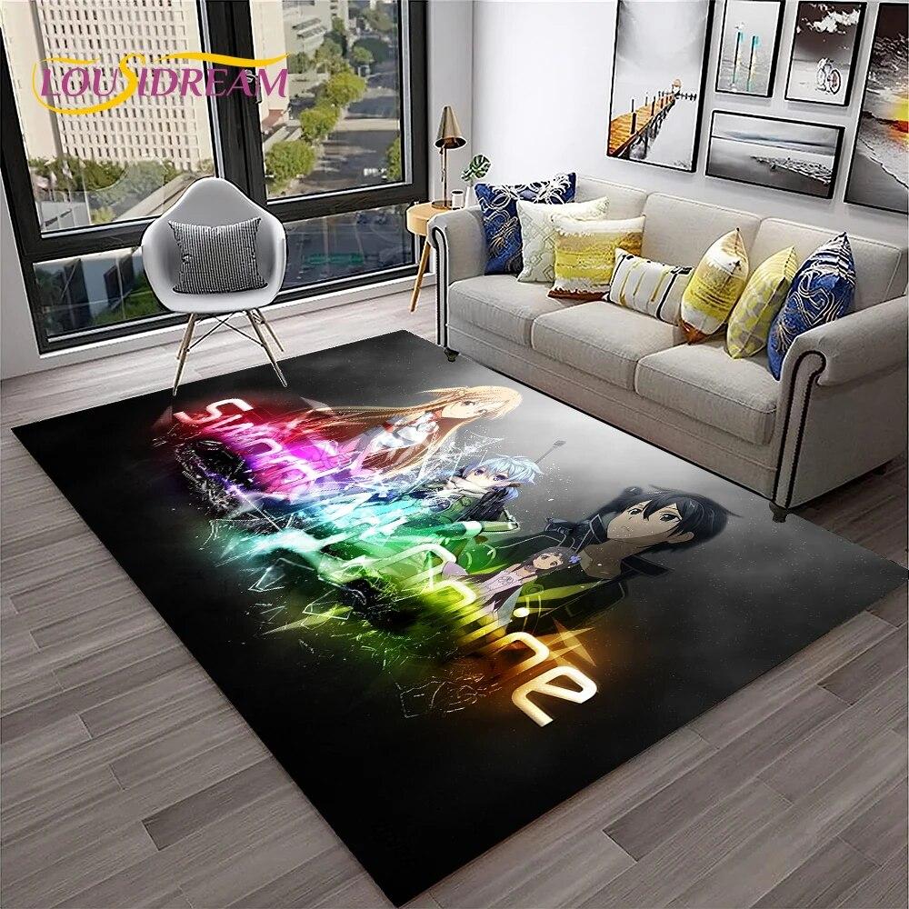 SAO Novel Cartoon Sword Art Online Carpet Rug for Home Living Room Bedroom Sofa Doormat Decor,kids Area Rug Non-slip Floor Mat