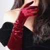 Women Velvet Long Gloves Retro Elbow Length Gloves 1920s Flapper Opera Party Gloves for Costume Dance Role-Playing Stage Performances
