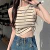 Striped Knitted Camisole Tank Top Women's Inner Wear Summer Cardigan Slim Fit Short Sleeveless Base Layer Top Outerwear