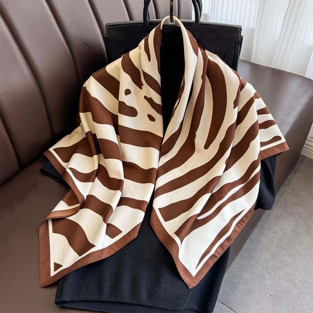 Patterned Shawl 90 CM Square Scarf Breathable Printed Silk Scarf Stripes Square Headscarf Vacation