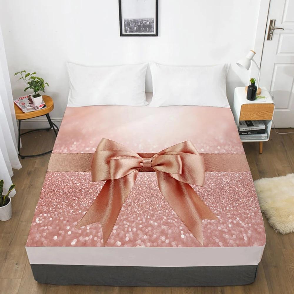 Mattress Cover Fitted Sheets With Elastic Band Bedsheet Bed Sheet Linens 160X200/200X220CM Size 3D Printed Pink Geometry