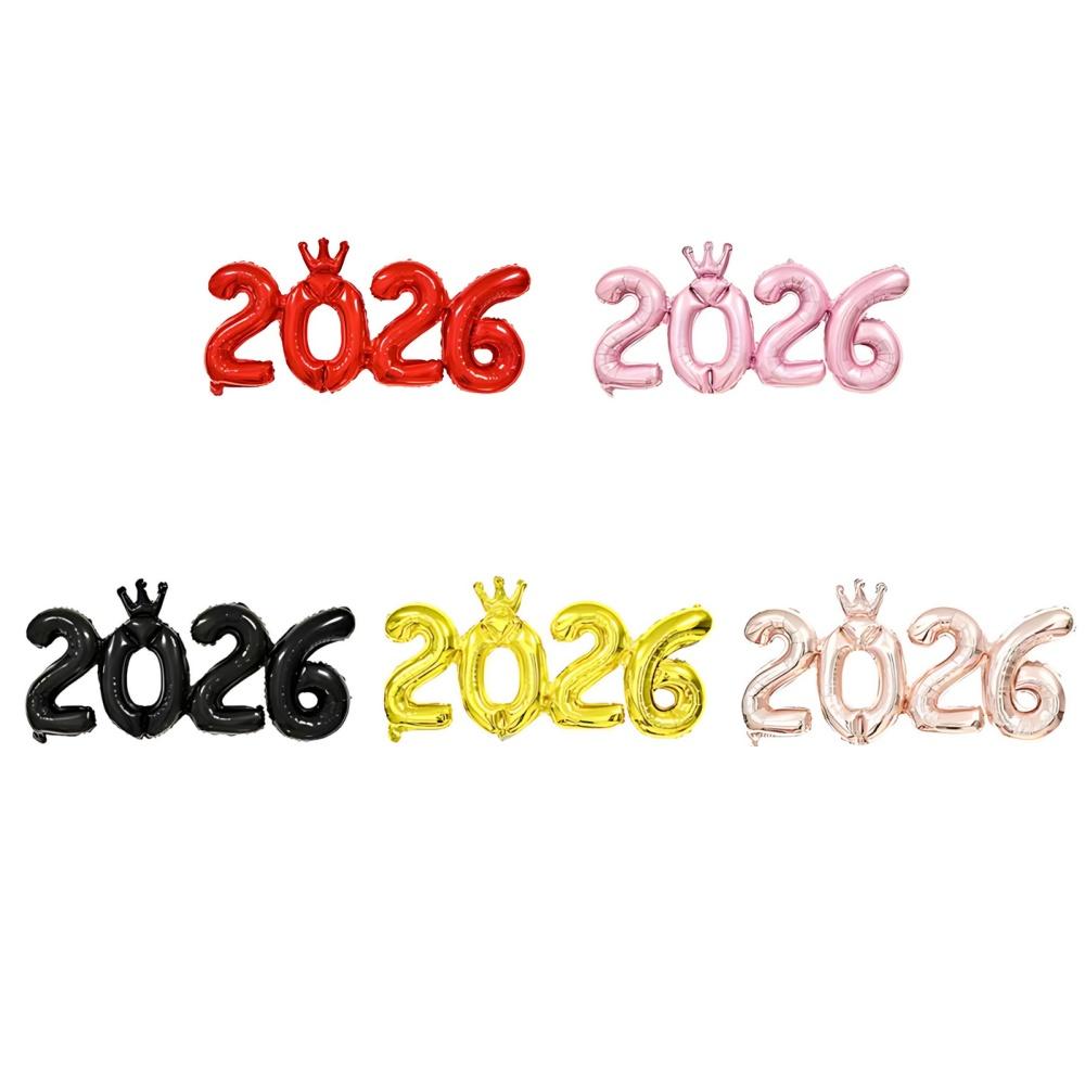 2026 Блестящий фольгированный шар-корона для празднования Нового года, украшения из алюминиевой пленки для вечеринки, праздничное украшение в цифровой тематике