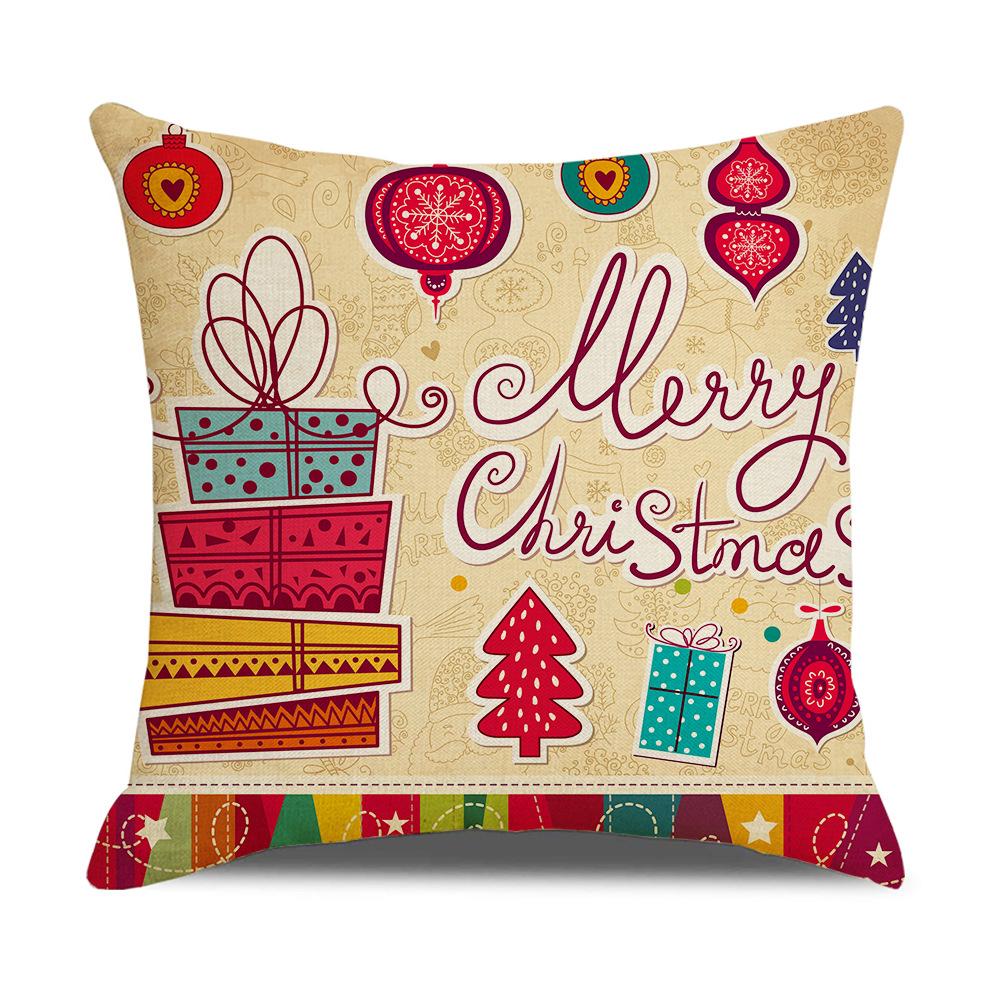 New Sofa Pillow Cover Santa Claus Cartoon Print Holiday Gift Home Soft Furnishing