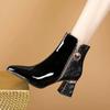 Fashion Luxury Shiny Short Boots Women  New Winter British Fashion Comfortable High Heels Banquet Wedding Casual Shoes Lightweight