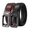 [PlusZis] 28 дюймов ~ 68 дюймов мужской кожаный ремень с застежкой-храповиком для больших и высоких людей с автоматической пряжкой, базовый черный с оружейным краем - черный. , Талия:28"-69"