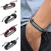 Men's Women's Punk Letter Faux Leather Bangle Hemp Rope Wristband Bracelet