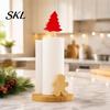 Handmade Wooden Holiday Gift Christmas Paper Towel Holder, Snowman And Tree Design, Rustic Decor for Dining Table Decorative Roll Holder Kitchen