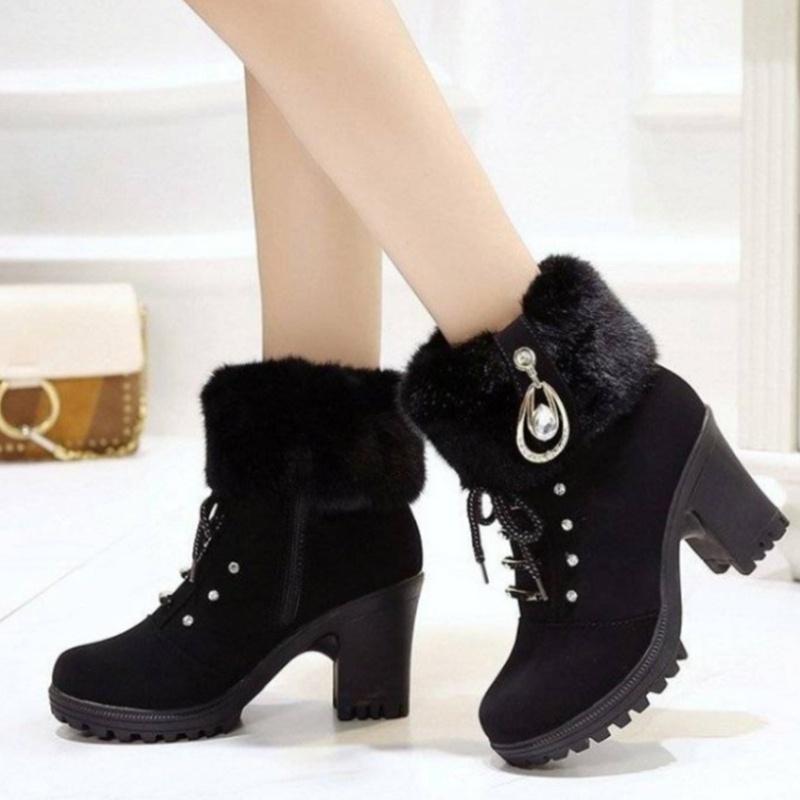 Women Fashion Winter Boots Winter Warm Snow Boots Warm Cotton Boots Non-slip Hiking Boots Fur Boots