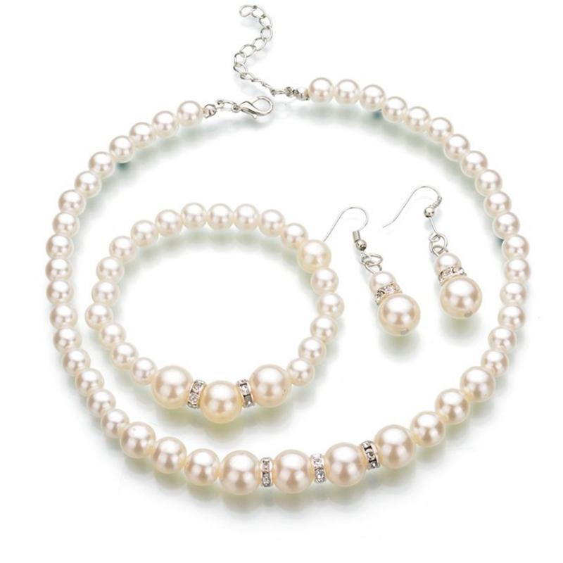 Женские жемчужные ожерелья, браслеты, серьги, свадебные украшения, набор украшений в подарок