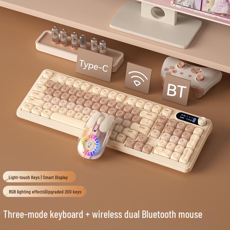 Беспроводная Bluetooth-клавиатура BOW с трехрежимной подсветкой, механическим ощущением, для девушек, офиса и использования с ноутбуком.