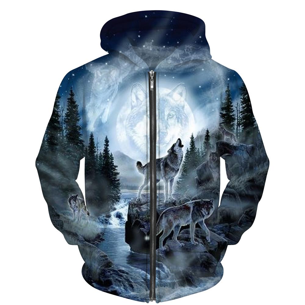 Крутые толстовки на молнии с 3d принтом волка, куртка унисекс с капюшоном, толстовки с капюшоном на молнии в стиле хип-хоп, повседневные спортивные толстовки