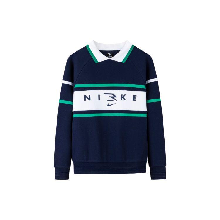 Nike Свитер с буквенным принтом, реглан, повседневный, универсальный, с длинным рукавом, детская толстовка, цвет индиго, NY2412085GS-002