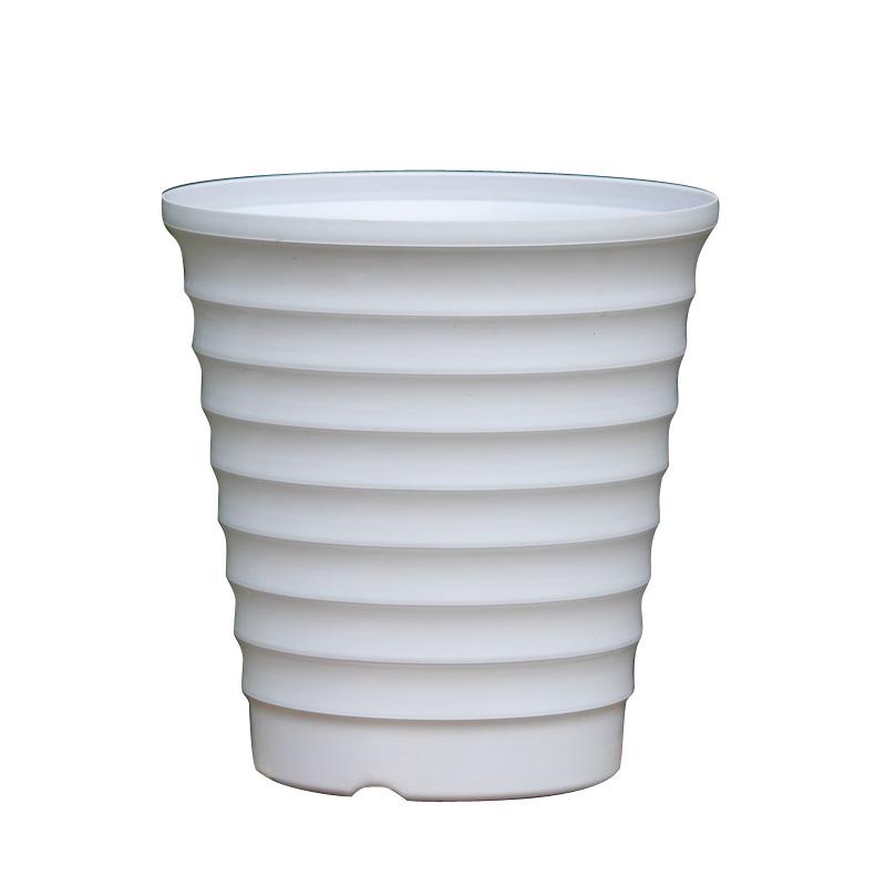 Большой горшок-цилиндр с резьбой из ПП материала, имитация керамики, белый и черный