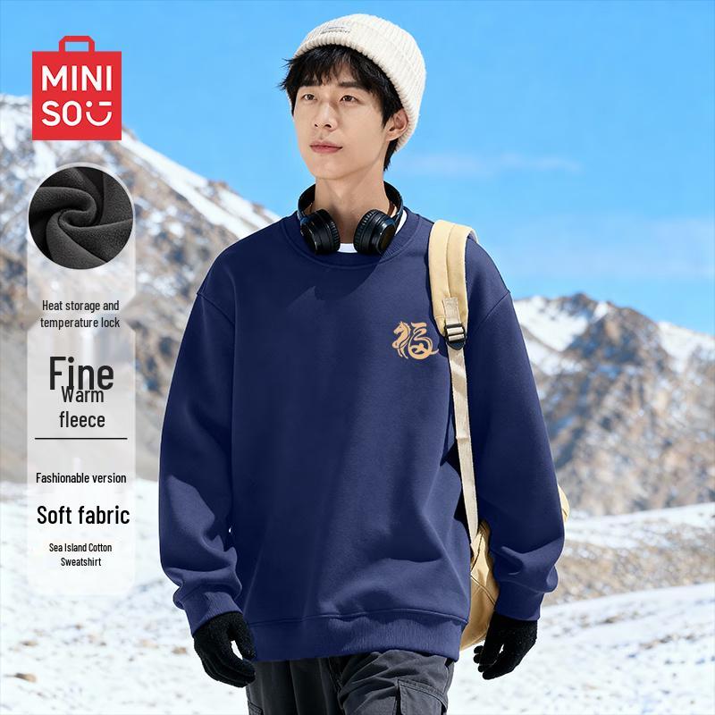 MINISO Тяжелый флисовый пуловер с круглым вырезом