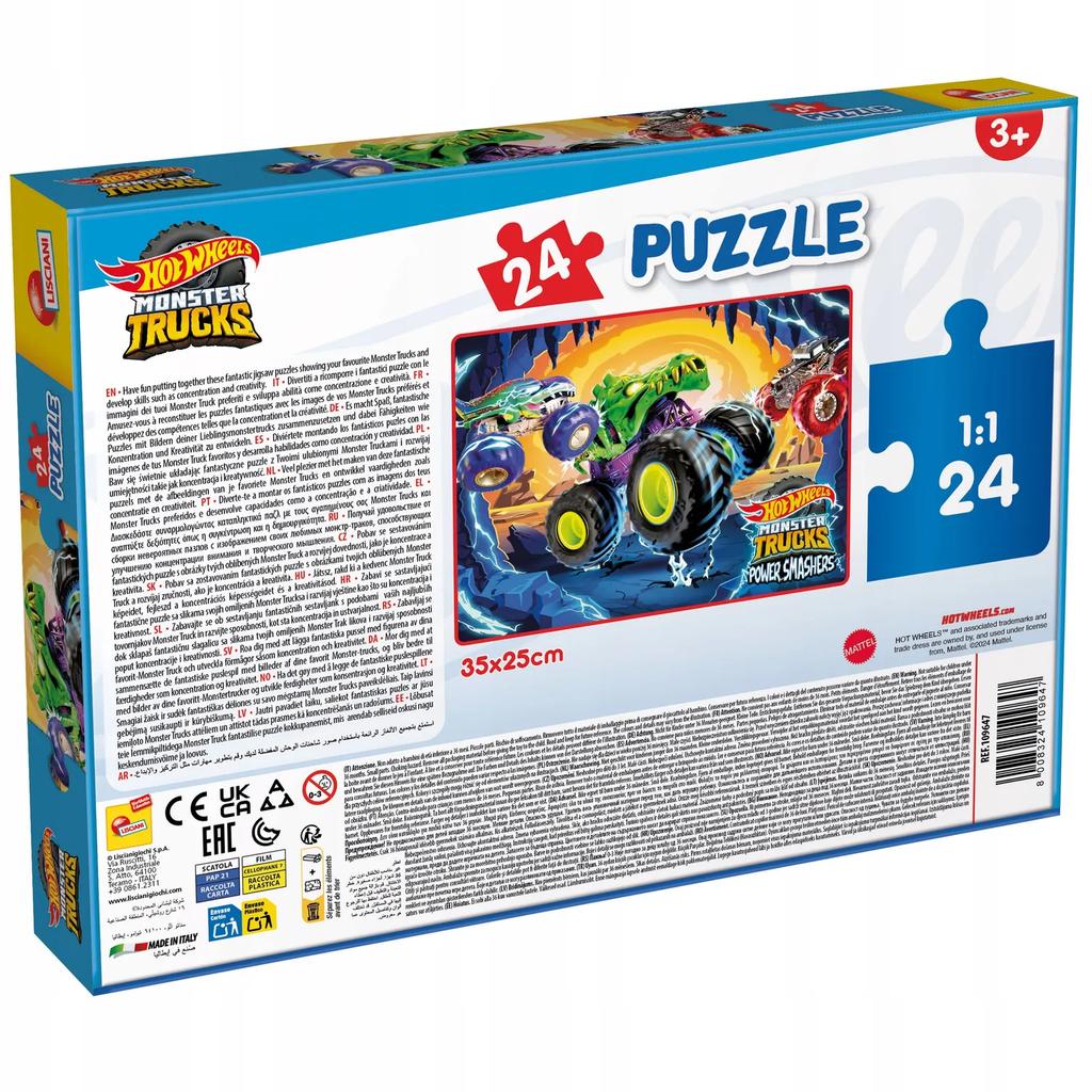 Monster trucks puzzle 24 elementy hot wheels 35 cm * 25 cm 3+