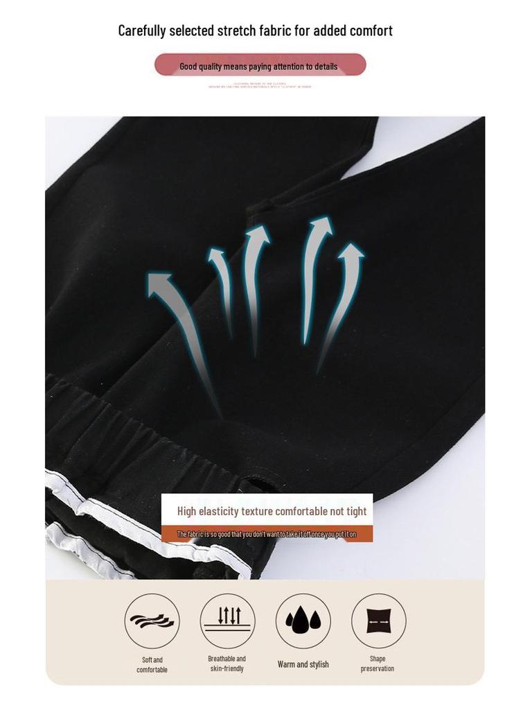 Девичьи расклешенные брюки на флисовой подкладке: Модная осенне-зимняя повседневная одежда для подростков