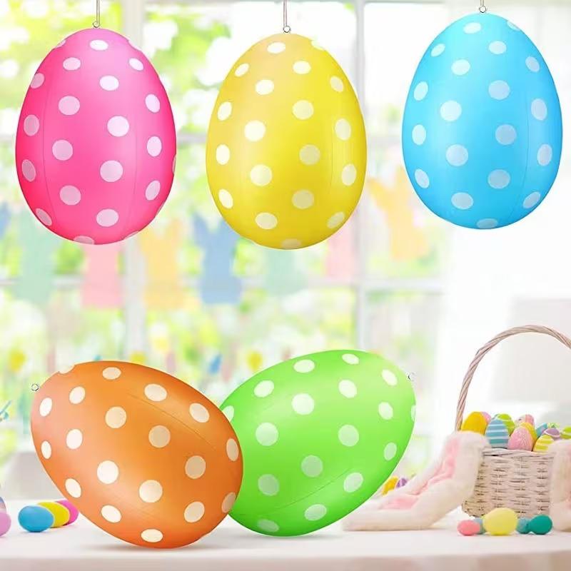 6PCS/ Set Easter 16 Inch Inflatable Egg Balloon, Blow Up Yard Decoration for Home Party Holiday and Festive Event Celebrations