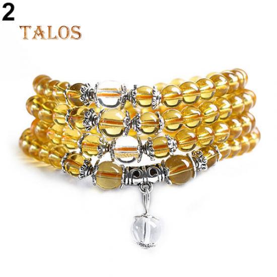 Многооборотный браслет из аметиста, сделан в этническом стиле