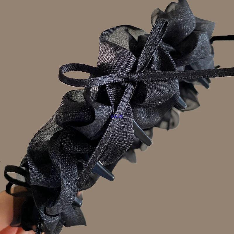 2025 Роскошный ободок с бантом и зубчатым гребнем для женщин - Аксессуар для волос с высоким затылком