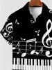 Men's Plus Size Short-Sleeve Shirt with Music Theme, Summer Trendy Print, Piano Keys and Music Notes Pattern Casual Top, PLUS SIZE