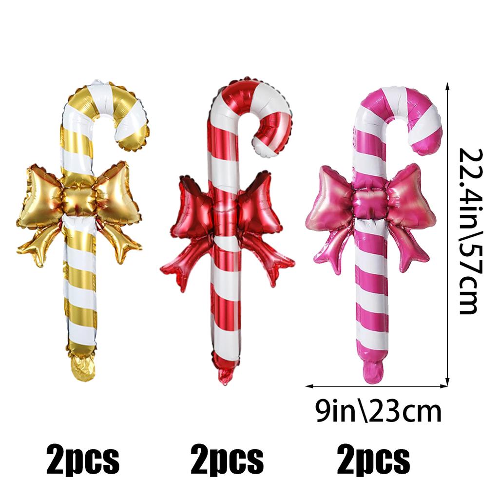 5 шт. Рождественский набор из фольгированных шаров в форме конфетных палочек розового, золотого, красного цвета, надувные рождественские палочки, рождественская вечеринка, праздничный реквизит