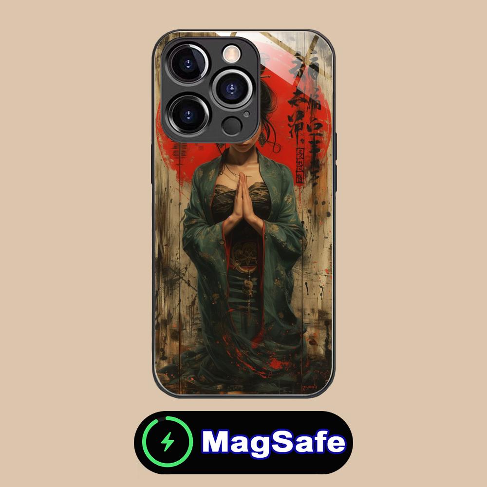 Ретро Тату Девушка Чехол для Мобильного Телефона для iPhone 17 16 15 14 13 12 11 Air Pro Max Plus Mini MagSafe Стеклянный Цветной Чехол Красивый