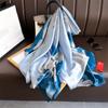 Small Fresh Blue Gradual Change Imitation Silk Printing Silk Scarf Female Beauty Brocade Premium Shawl Large Long Scarf