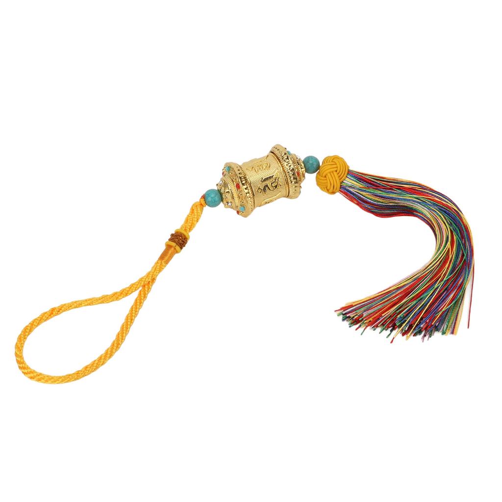 Молитвенное колесо подвесной автомобиль печать цветная нить кисточка золотой вращающийся ствол буддийский кулон