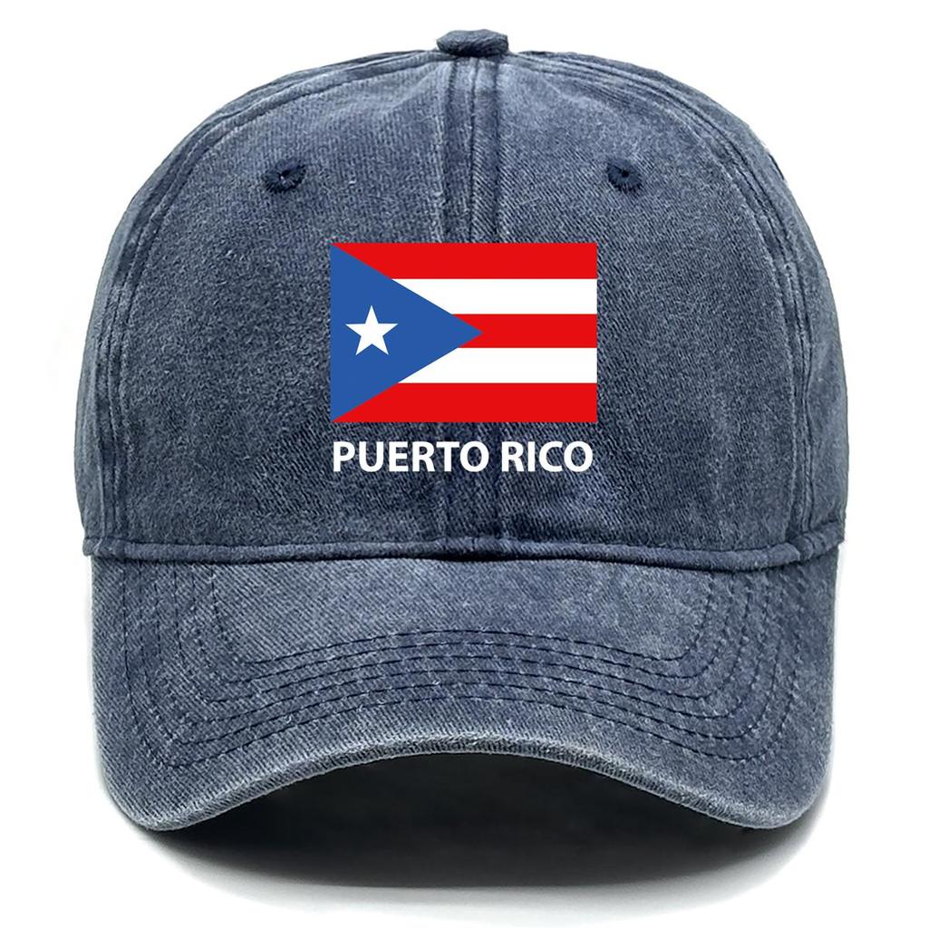 Флаг Пуэрто-Рико Принт Снэпбэк Солнечная шляпа, Патриотическая спортивная шляпа Ретро Необработанный козырек Изогнутый козырек Модная Регулируемая Бейсболка