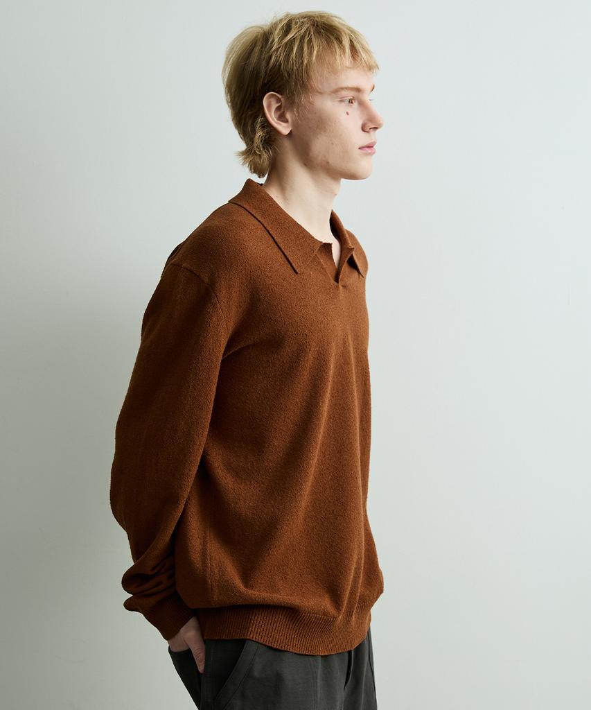ONNHANS Open Collar Knit Pullover_Almond